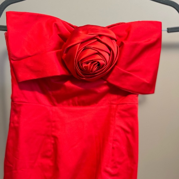 Anthropologie Hutch Strapless Red Dress with Floral Detail - Picture 5 of 8